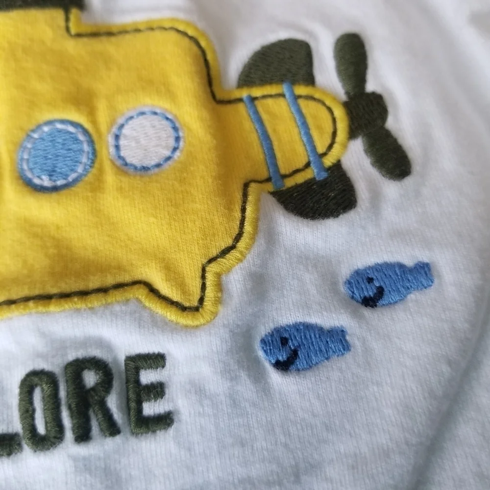 Born to Explore Carter's 3 mo olive green and yellow short/shirt set